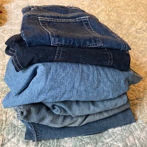 Denim scraps and old blue jeans for crafting. Additional bundle available.